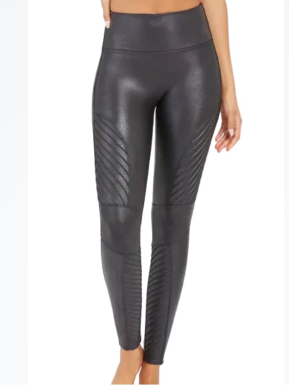 SPANX Faux Leather Slim Moto Leggings Pants women medium M casual business black
